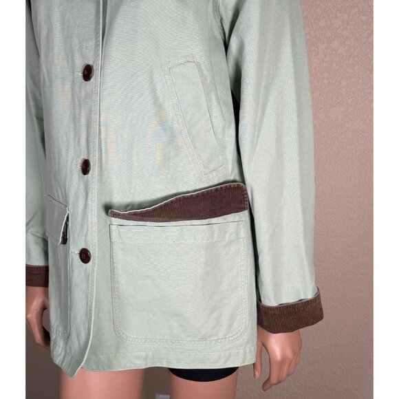 L.L. Bean Canvas Field Chore Barn Jacket Mint Green Brown Corduroy 0WY22 - Picture 3 of 14